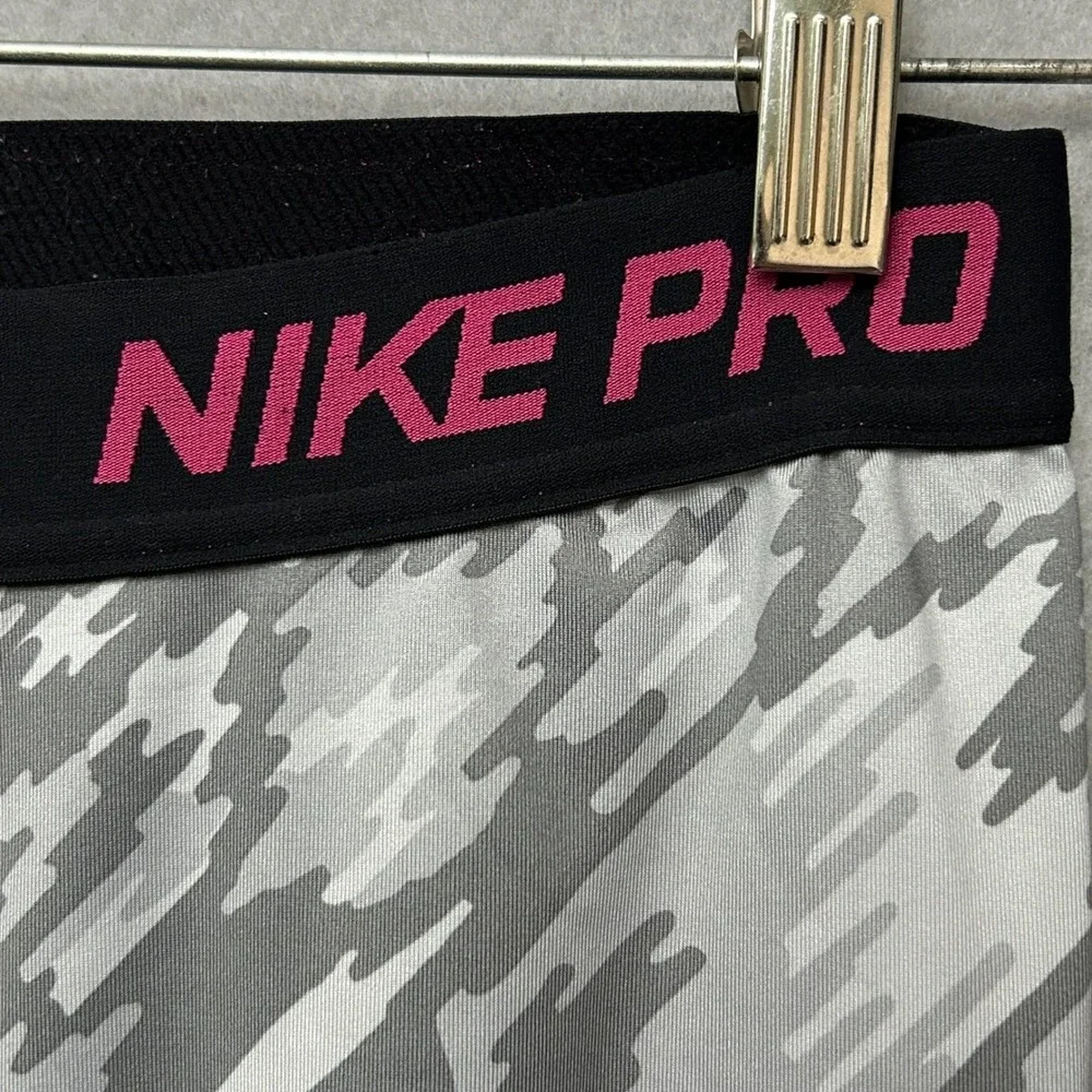 Nike Pro Dri-FIT Leggings Girls XL Grey Camo Cropped 805850-043